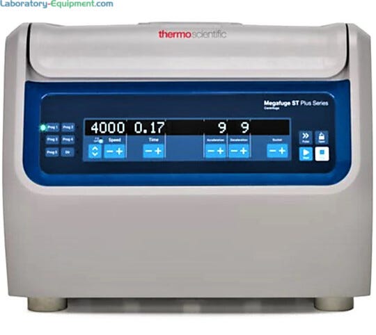 1.6L Megafuge ST1 Plus Centrifuge by Thermo Scientific in general use and IVD Certified models have a max 15,200rpm, a 6-program memory and optional rotors | 6707-98 displayed