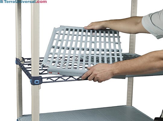 MetroMax Q Shelving System Quick adjust Open Grid shown with model  |  1534-58 displayed