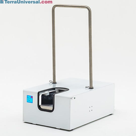 Powder-coated steel motorized shoe cleaner provides efficient footwear cleaning | 1784-14B displayed