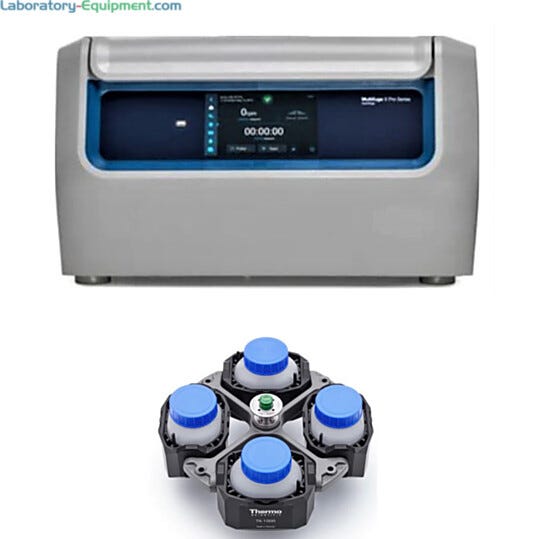 4L Benchtop Multifuge X4 Pro Ventilated Centrifuge Packages by Thermo Scientific with TX-1000 rotor, buckets, ClickSeal lids and application specific adapters