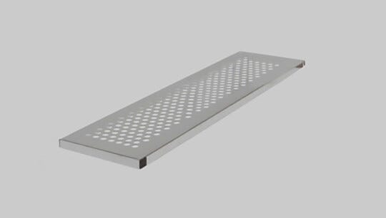 Perforated shelf installed beneath table provides extra storage | 9607-24 displayed