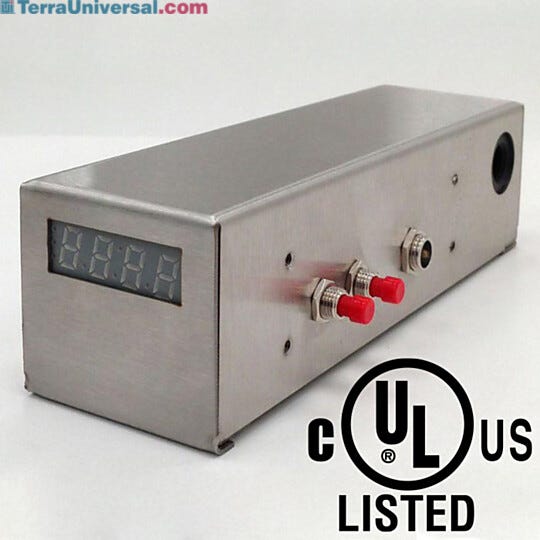 Smart® Module with LED display and gas inlet automatically monitors and maintains low-RH set point to conserve nitrogen  |  1911-30B-VL displayed