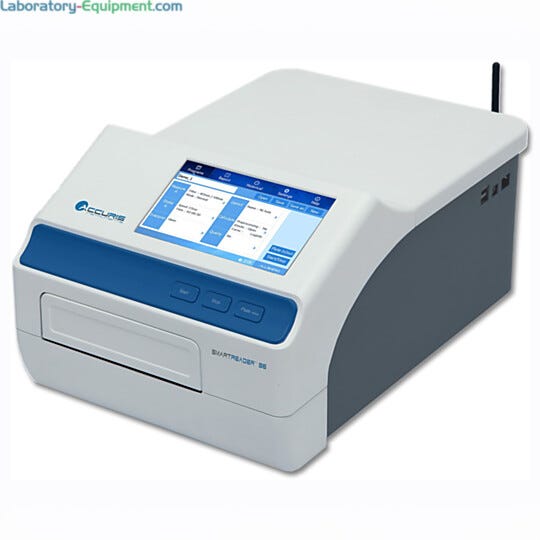 SmartReader 96 with a 7" touchscreen interface displays plate layout, measurement results and graphical layouts: easy-to-use and ideal for COVID-19 research | 2824-16-220 displayed