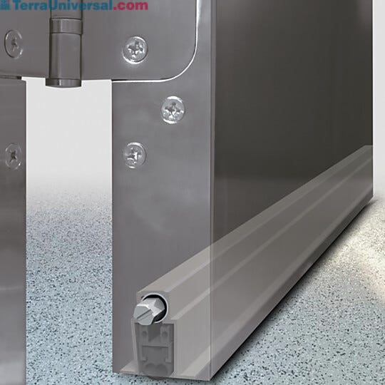 BioSafe® CleanSeam™ stainless steel doors feature an automatic door bottom for a tight door seal  |  1999-99 displayed