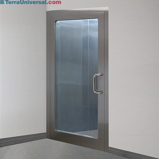Left hand reverse stainless steel door with full view tempered glass window | 6603-83-R displayed