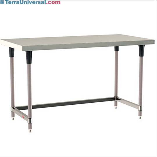 Standard 304 Stainless Steel TableWorx Work Tables with Microban antimicrobial Metroseal Legs and 3-Sided Frame by Metro; various sizes and mobile options