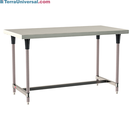 Standard 304 Stainless Steel TableWorx Work Tables with Microban antimicrobial Metroseal Legs and I-Frame by Metro; with mobile options  |  1543-PP-01 displayed