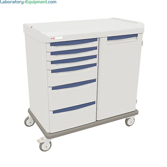 Antimicrobial medical double-bay mobile shelf with left and right bays  |  1306-82 displayed