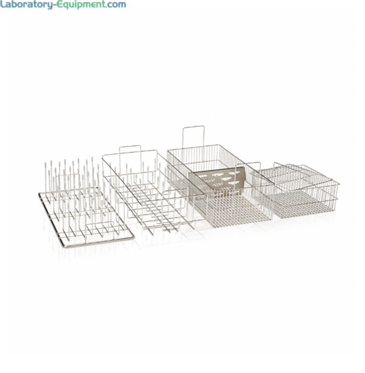 Labconco SteamScrubber Starter Kit #4577100 for wide-mouth beakers includes: blue tube insert, utensil basket with cover, 32-pin and 48-pin inserts  |  6921-88 displayed