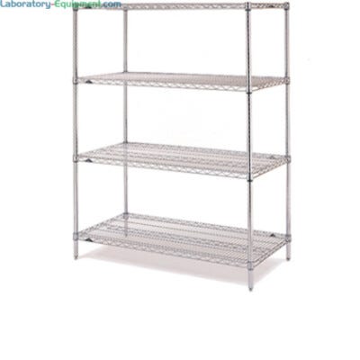4’ adjustable 304 stainless steel wire shelves with Microban antimicrobial coating and chrome plating