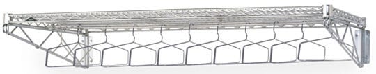 The garment racks come with 11 hangers spaced at 3" intervals with the unique hanger capture mechanism that provides theft deterrence | 2650-20 displayed
