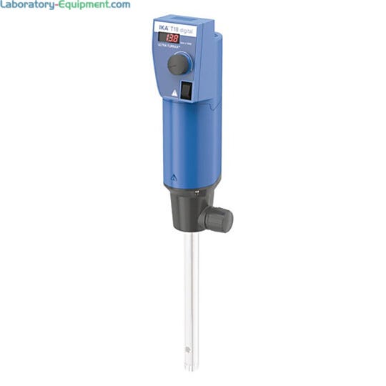 T18 digital Ultra-Turrax disperser features a digital speed display and rotating knob for speed adjustment  |  6924-79 displayed