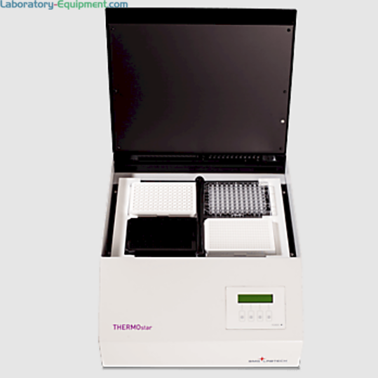 THERMOstar microplate incubator and orbital shaker with a 4-plate capacity, 120-700rpm and up to 56°C incubation; compatible with BMG LabTech Microplate Readers  |  8000-87 displayed