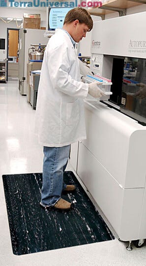 Anti-fatigue mats enhance worker comfort, resist chemicals and common disinfectants, and prevent accumulation of microbes  |  5606-00 displayed