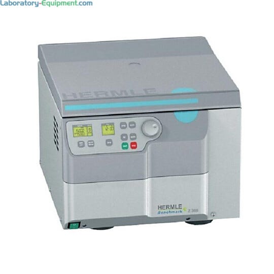 Hermle Z366 Mid-Range Capacity vented centrifuge is compatible with swing-out and fixed-angle rotors for tubes, microplates, PCR strips  |  2823-63 displayed