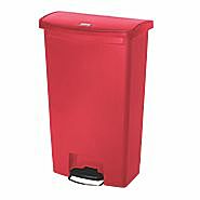 Waste Receptacle; Step-On, 19.7"W x 12.2"D x 31.6"H, 18 gal, Red, Medical, Rubbermaid