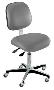 Chair; ISO 8, Vinyl, Gray, Chrome-plated Metal, 17" - 22", Ergonomic Backrest, Waterfall Seat, W/O Footring, Elite EEA-L-RC, Biofit