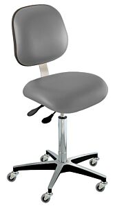 Chair; ISO 8, Vinyl, Gray, Chrome-plated Metal, 25" - 30", Ergonomic Backrest, Waterfall Seat, W/O Footring, Elite EEA-H-RC, Biofit