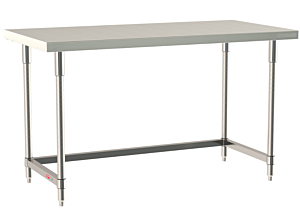 Mobile-Ready All 304 Stainless Steel, TableWorx Work Table with 3-Sided Frame, 24"x24", Metro, TWM2424SU-304-S