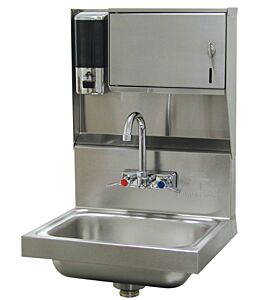 Laboratory Sink; Soap & Towel Dispenser, Splash Mounted Faucet, 10" x 14" x 5" Bowl, Basket Drain, Advance Tabco