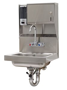 Laboratory Sink; Soap & Towel Dispenser, Splash Mounted Faucet, 10" x 14" x 5" Bowl, Lever Drain, Advance Tabco