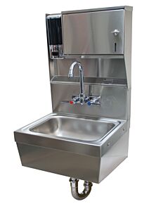 Laboratory Sink; Soap & Towel Dispenser, Splash Mounted Faucet, 10" x 14" x 5" Bowl, SS Skirt, Basket Drain, Advance Tabco