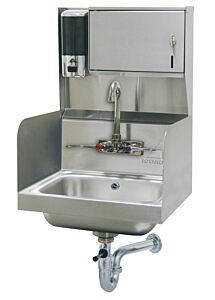 Laboratory Sink; Soap & Towel Dispenser, Splash Mounted Faucet, 10" x 14" x 5" Bowl, Side Splash, Lever Drain, Advance Tabco