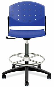 Chair; ISO 8, Polypropylene, Black, Nylon Composite, 19" - 26", Standard Backrest, Standard Seat, With Footring, Eddy ED4400, Dauphin