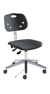 Chair; ISO 8, Polypropylene, Black, Polished Aluminum, 17" - 22", Ergonomic Backrest, Waterfall Seat, W/O Footring, ArmorSeat GGW-L-RC, BioFit
