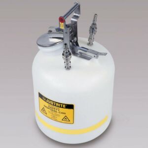 Justrite PP12752 Quick-Disconnect Safety Can; 2 gal, w/o fittings for 3/8'' tubing, Polyethylene, 12"W x 1"D x 14.75"H