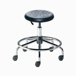 Stool; ISO 8, Polyurethane, Tubular Steel, 15" - 20" Seat Height, Safety Casters, Cerex CXS-L-RC, BioFit
