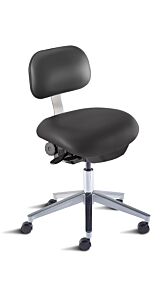 Chair; ISO 4, Vinyl, Black, Chrome-plated Metal, 17" - 22", Standard Backrest, Waterfall Seat, W/O Footring, Eton ETA-L-RC, Biofit