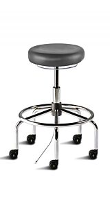 Stool; ISO 8, Vinyl, Black, Tubular Steel, 27" - 32", Standard Seat, ESD Safety Casters, With Footring, Rexford RXS-H-RK, Biofit