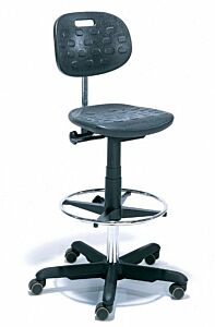Chair; ISO 4, Polyurethane, Black, Nylon Composite, 16" - 21", Standard Backrest, Standard Seat, W/O Footring, Tec Line SP9110D, Dauphin