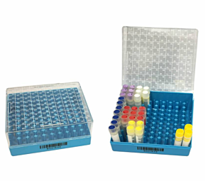 Cryogenic Storage; 100-Place Box, Polycarbonate, Hinged lid, MTC Bio
