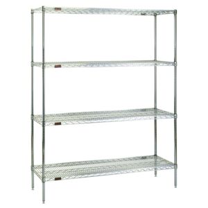 Pre-Configured Stainless Steel Wire Shelf Rack by Eagle; 4 Shelves, 60" W x 18" D x 74" H, S4-74-1860S