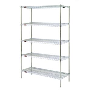 Pre-Configured Stainless Steel Wire Shelf Rack by Eagle; 5 Shelves, 60" W x 18" D x 74" H, S5-74-1860S