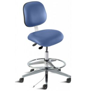 Chair; ISO 7, ESD Blue, Aluminum, 22" - 32", With Footring, Elite EEA-H-RK, BioFit