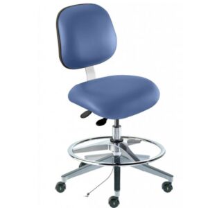 Chair; ISO 7, ESD Blue, Aluminum, 19" - 26", With Footring, Elite EEA-M-RK, BioFit