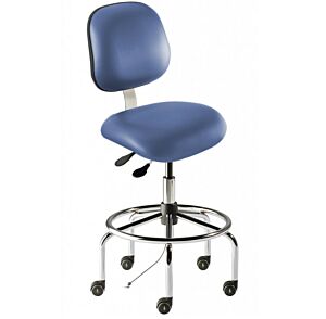 Chair; ISO 7, ESD Blue, Tubular Steel, 25" - 32", With Footring, Elite EES-H-RK, BioFit