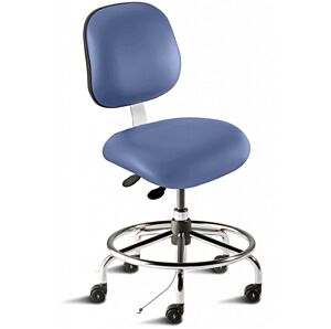 Chair; ISO 7, ESD Blue, Tubular Steel, 18" - 22", With Footring, Elite EES-L-RK, BioFit
