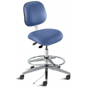 Chair; ISO 7, ESD Blue, Aluminum, 22" - 32", With Footring, Elite EEW-H-RK, BioFit