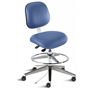 Chair; ISO 8, ESD Blue, Aluminum, 19" - 26", With Footring, Elite EEW-M-RK, BioFit