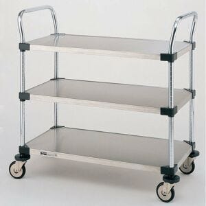 Cart; Cleanroom, Utility, Stainless Steel, 24" W x  18" D x 38" H, MW Series 200, InterMetro