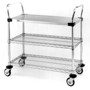 Cart; Cleanroom, Utility, Stainless Steel, 24" W x  18" D x 38" H, MW Series 400, InterMetro