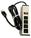 Power Strip; 4 Outlets, 120VAC/60Hz, UL Listed Installed