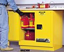 Justrite 892320 Sure-Grip Ex Undercounter Flammable Safety Cabinet; 22 gal, Self-Closing Double Door, Yellow