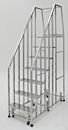 Mobile Step Ladder; Diamond Plated, Non-Continuous Welded, 7 Steps, 304 or 316 Stainless Steel, 26