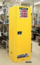 Justrite 892220 Sure-Grip Ex Slimline Flammable Safety Cabinet; 22 gal, Self-Closing Single Door, Yellow