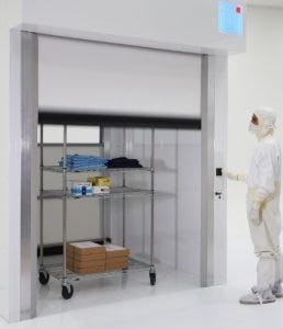 Space-saving, light fabric door is clean and fast!
